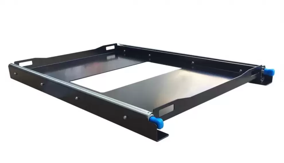 Bandeja soporte extraible para neveras de caravanas, autocaravanas, camper y 4x4 overland.