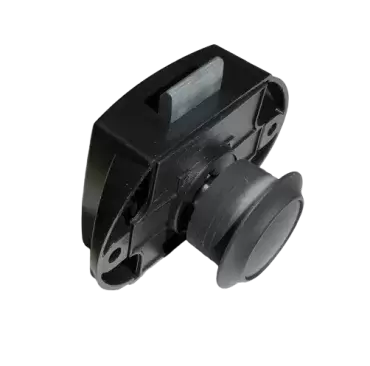 Fecho de botão preto com roseta para gavetas e armários em caravanas, autocaravanas e autocaravanas.