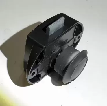 Fecho de botão preto com roseta para gavetas e armários em caravanas, autocaravanas e autocaravanas.
