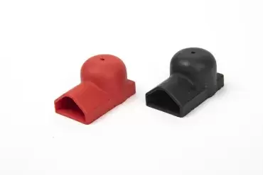 Conjunto de tampas de borracha para terminais de bateria de caravanas, autocaravanas, autocaravanas e 4x4 terrestres.