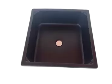 Pia quadrada preta 350x350x120mm para caravanas, autocaravanas e autocaravanas.