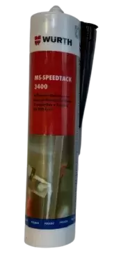 Adesivo selante de aderência Wurth Black Polymer MS-SPEEDTACK 3400 em 3 segundos para caravanas, autocaravanas e autocaravanas.