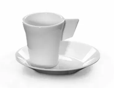 Chávena expresso 9cl com placa em policarbonato branco muito resistente. Adequado para eletrodomésticos.
