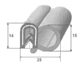 Borracha multiuso universal 15x25 mm para perfil de vedação de porta de autocaravana, caravana e autocaravana.