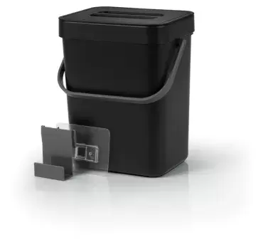 Lixeira, lixeira de 5 litros com alça e tampa preta, caravanismo de camping.