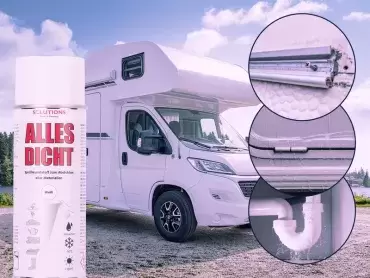 Selante plástico multiuso milagroso para fugas e entradas de água em spray para caravanas, autocaravanas e autocaravanas.
