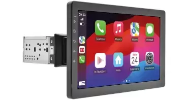 Sistema de música multimédia 1 Din sem fios Apple CarPlay e Android Auto com ecrã táctil de 10,1″ para autocaravanas e autocaravanas.