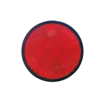 Catadióptrico adesivo redondo de 60 mm com contorno vermelho preto para sinalização.