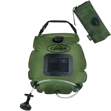 Chuveiro solar portátil de 20 litros para campistas e veículos 4x4 terrestres.