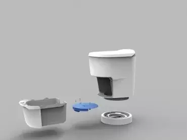 WC Clesana C1, vaso sanitário sem água com base redonda para primeira instalação.