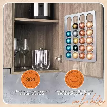 Suporte de aço inoxidável para cápsulas de máquinas de café Nespresso, caravanas, autocaravanas e campers.