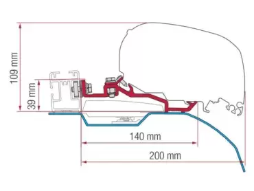Soporte Fiamma Smart Clamp para Fiat Ducato con techo H2 y longitudes L2/L3/L4.
