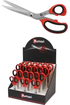 Tijera Fumasi 6.5" multiuso recubierta de  TITANIO + Hojas microdentadas.