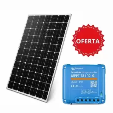 Kit solar placa monocristalina Blugy 120W + regulador solar con Bluetooth Victron SmartSolar MPPT 75/10 para caravanas autocaravanas y camper.