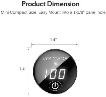 Voltímetro 12V 5-48V com interruptor incorporado para caravanas, autocaravanas, autocaravanas e 4x4 terrestres.