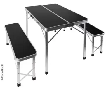Conjunto mesa e cadeiras mala com 2 bancos campismo caravanismo