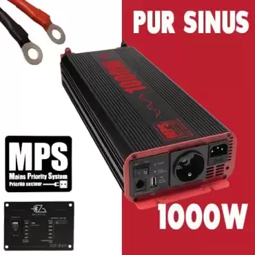 Conversor de corrente de onda pura EZA POWER 1000W com controle remoto para autocaravanas, campistas e 4x4 terrestres.