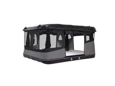 Tenda de teto EVASION EVO preta modelo JAMES BAROUD com abertura horizontal.