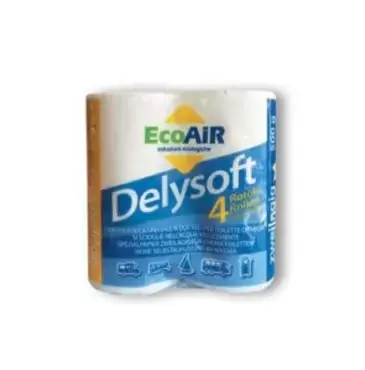 Papel higiénico EcoAir 4 rolos especiais de dupla camada, muito macios, para sanitas móveis e fixas.