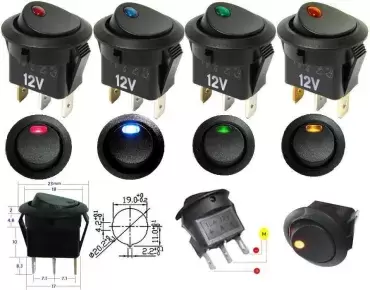 Interruptor redondo com LED LARANJA multifunções caravana autocaravana