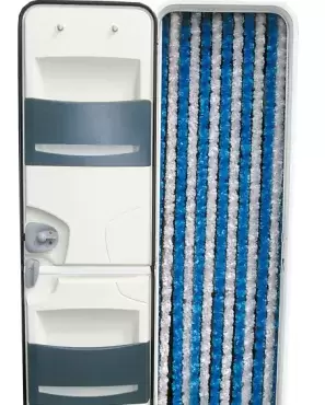 Cortina lagarta branca/azul 560x1850 caravana para autocaravana
