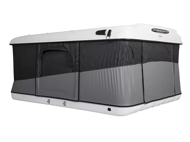 Tienda de techo EVASION  XXL EVO blanca JAMES BAROUD modelo apertura horizontal.