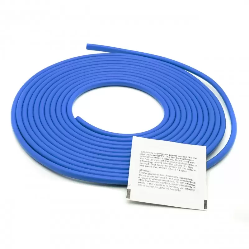 Perfil de goma AZUL en forma de U para protección de puertas y decoración de vehículos.