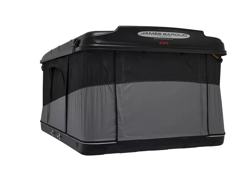 Tienda de techo EVASION EVO negra JAMES BAROUD modelo apertura horizontal.