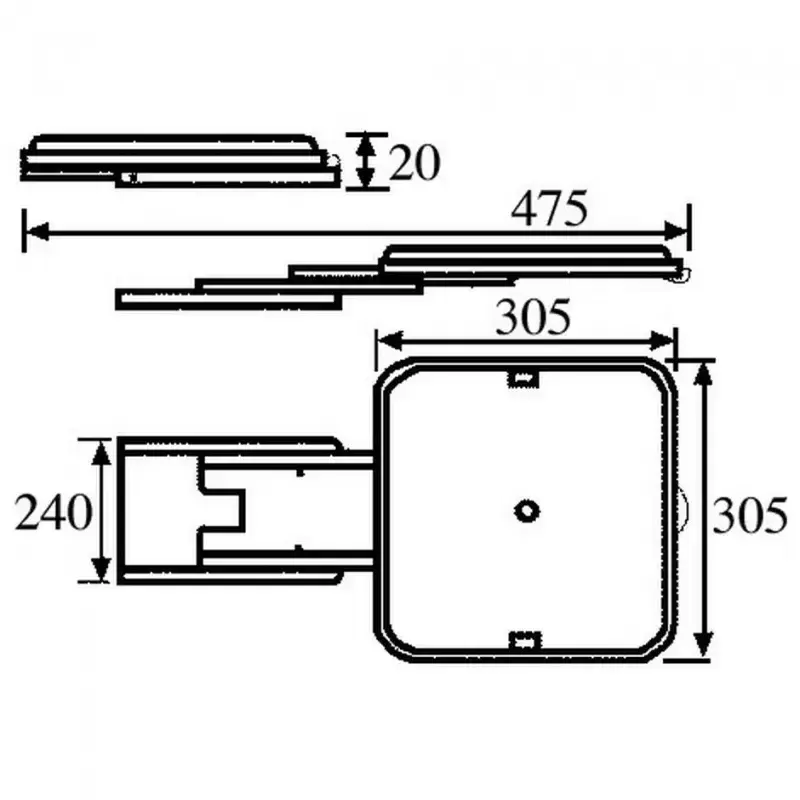 Soporte televisión extraible con guias y base giratoria pequeño para caravanas, autocaravanas y camper.