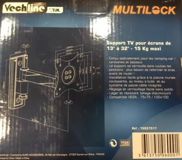 Soporte Vechline Tv 2 posibilidades caravana autocaravana