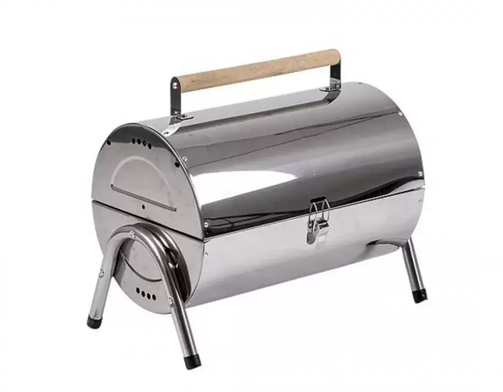 Barbacoa de carbon BO-CAMP BARREL de acero inoxidable, camping caravaning.