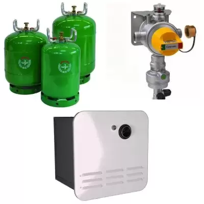 Garrafas recarregáveis, sensor de choque, esquentador, autocaravana e autocaravana